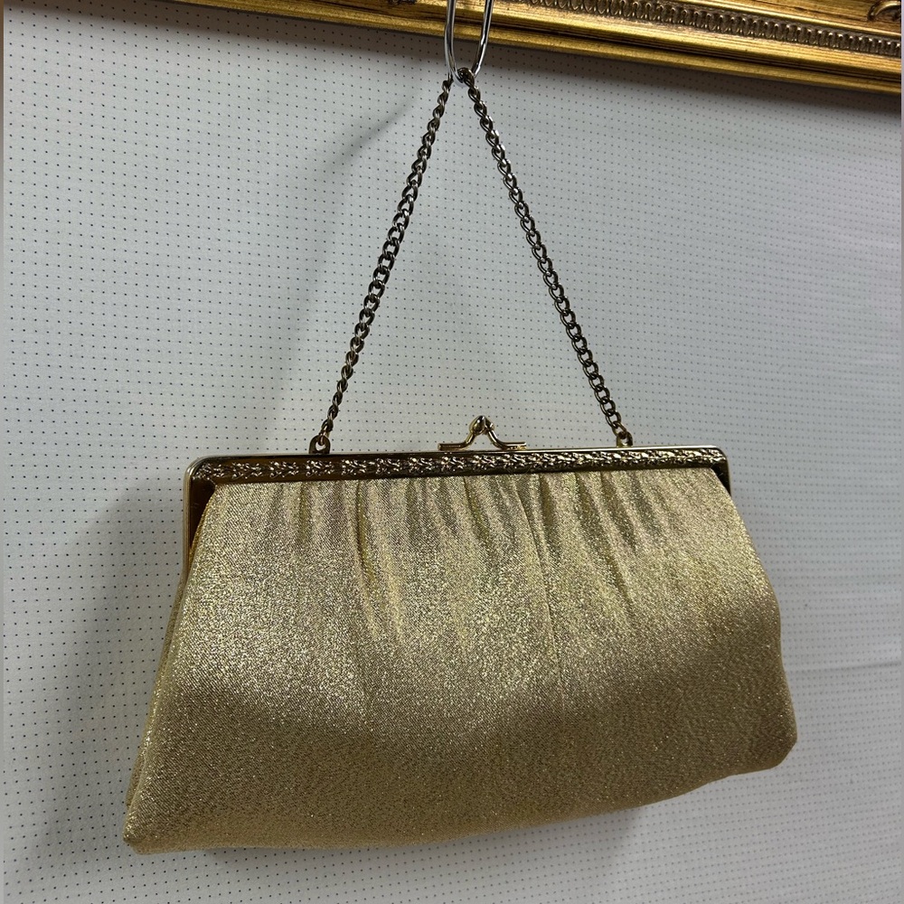 Ande' Vintage Gold Clasp Chain Strap Clutch Evening Purse